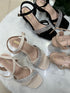 Women Luxury Rhinestone Decor Open Toe Buckle Straps